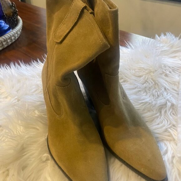 ZARA Cowboy Ankle Boots Suede Brown Leather Size 40 / 9 New - Picture 5 of 8